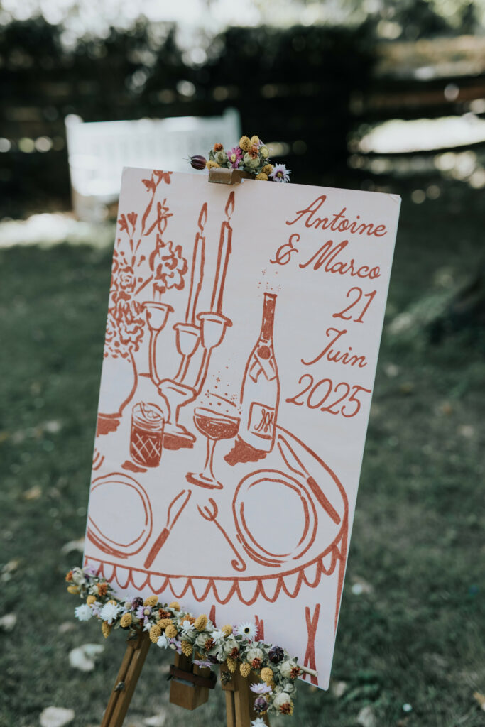 panneau de bienvenue d'un mariage